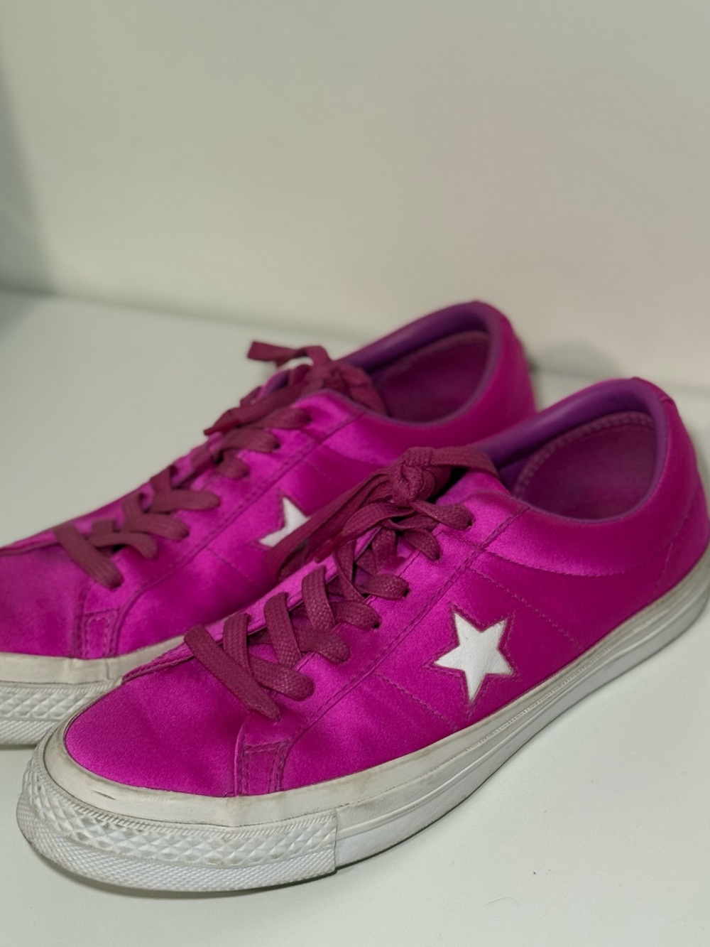 Converse Pink Magenta Satin One Star Sneakers Oxhyper Chuck Taylor Size 10 Woman